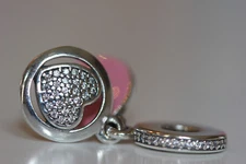 AUTHENTIC NEW PANDORA DEVOTED YOU MAKE MY HEART SMILE 792149EN24 CHARM W/BOX