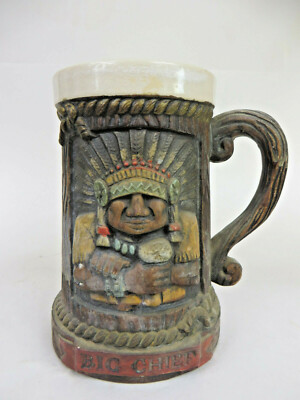 Vtg Ceramic Stein Mug Big Chief Native American Figure Pottery  Napco