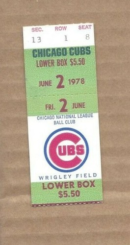 1978 6/2 baseball ticket Atlanta Braves Chicago Cubs Manny Trillo RBI - 第 1/1 張圖片