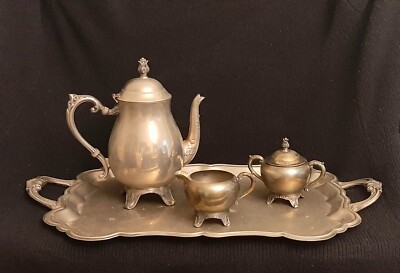 Elegant FB Rogers Silver Co. Silverplate 4 piece tea set with 18
