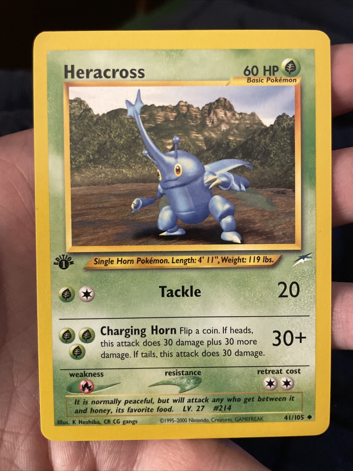 Pokemon Card - Heracross 1st Edition Neo Destiny 41/105 Uncommon LP