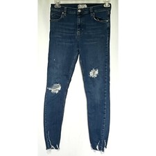 Free People Jeans Size 27 Mid Rise Stretch Distressed Skinny Leg Medium Wash