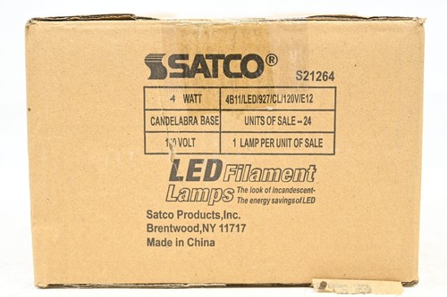 Satco S21264 4 Watt Vintage Edison Dimmable B11 Candelabra (E12) LED Bulb, PK 24 - Picture 8 of 8