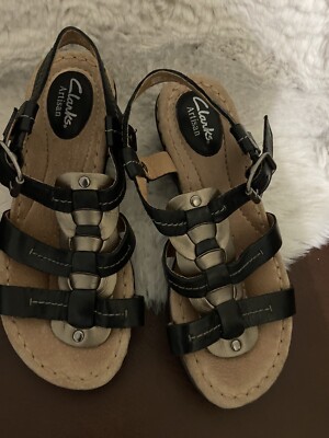 Clarks Artisan 60760 Leather Wedge Heel Women's Sandals size