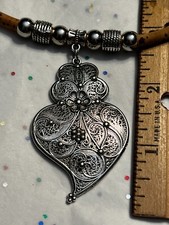 NWOT Heart of Viana Pendant on Portuguese Cork Necklace 15 Inches Portugal