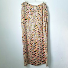 Vintage Summer Silk Long Maxi Madison Studio Geometric Print Lined Skirt 8