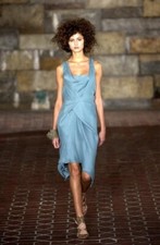 CATHERINE MALANDRINO BLACK SILK EVENING COCKTAIL DRESS 38 SPRING 2003 RUNWAY