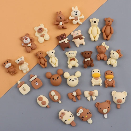 20Pcs Milk Chocolate Sweet Charms Flatback Resin Cute Animal Cabochons Scrapbook - product listing photo