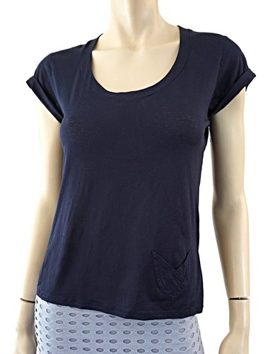 REISS Cap Sleeve Navy Cotton Jersey Mini Pocket Tee T-Shirt S BRANDNEU - Bild 1 von 4