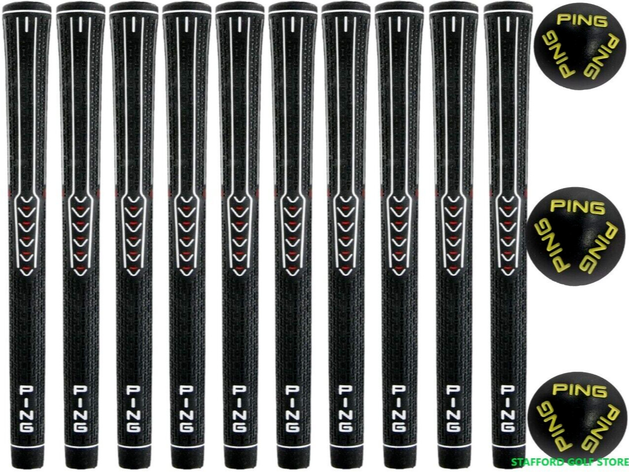 Grips +1/32" Oversize/midsize .600" Ribbed Black Set Of 10