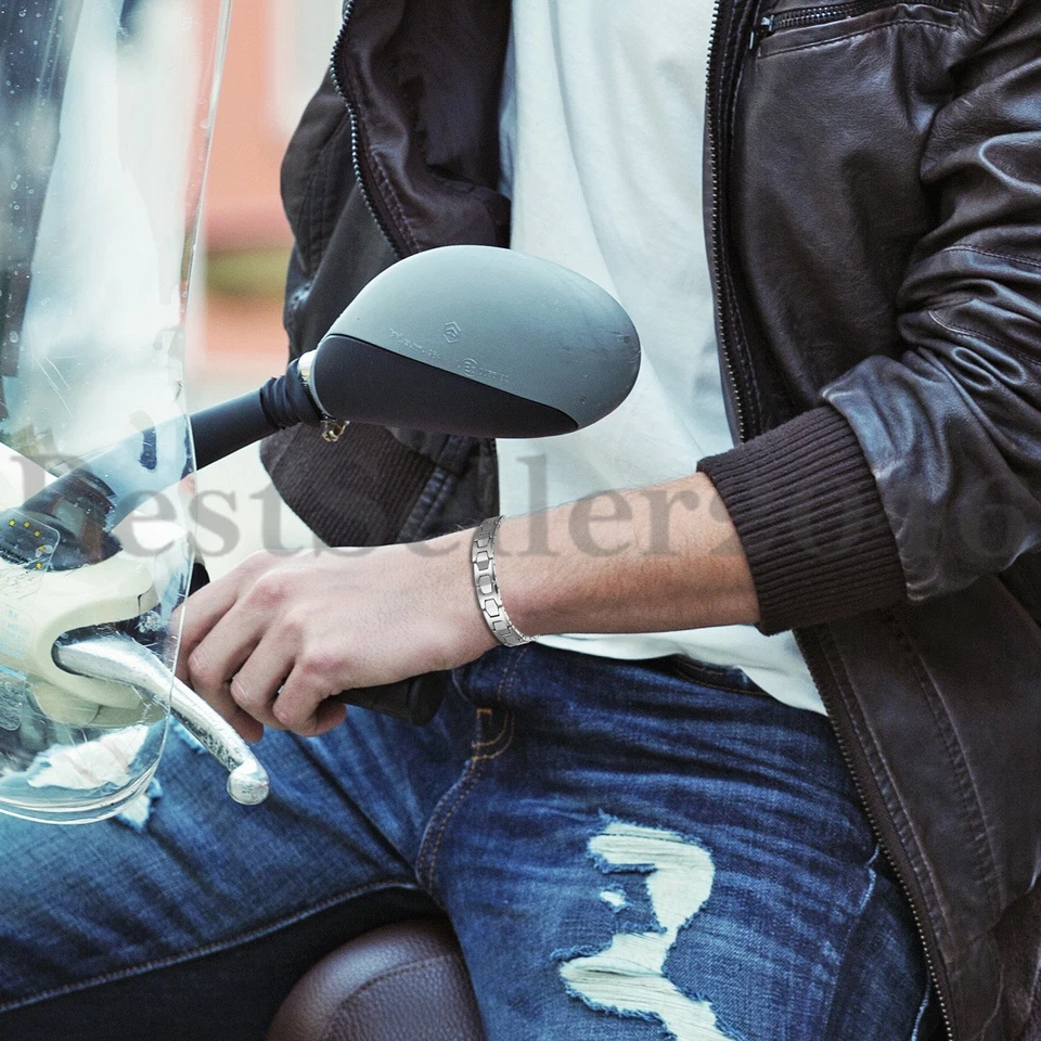 Brazalete de golf eslabones hexagonales facetados brazalete de terapia de salud magnético de tungsteno para hombres Foto 4 de 4