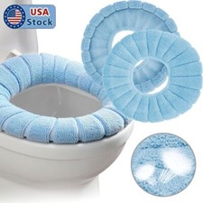 2PCS Bathroom Toilet Seat Closestool Cushion Washable Soft Cover Mats Warmer USA