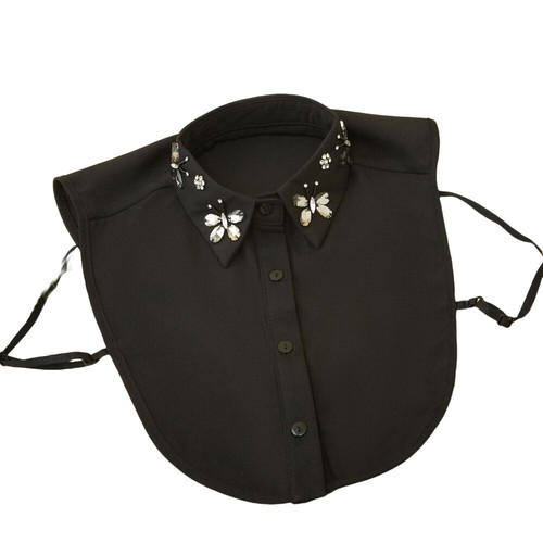 Girocollo camicia donna cristallo farfalla staccabile finto colletto strass - Foto 8 di 9
