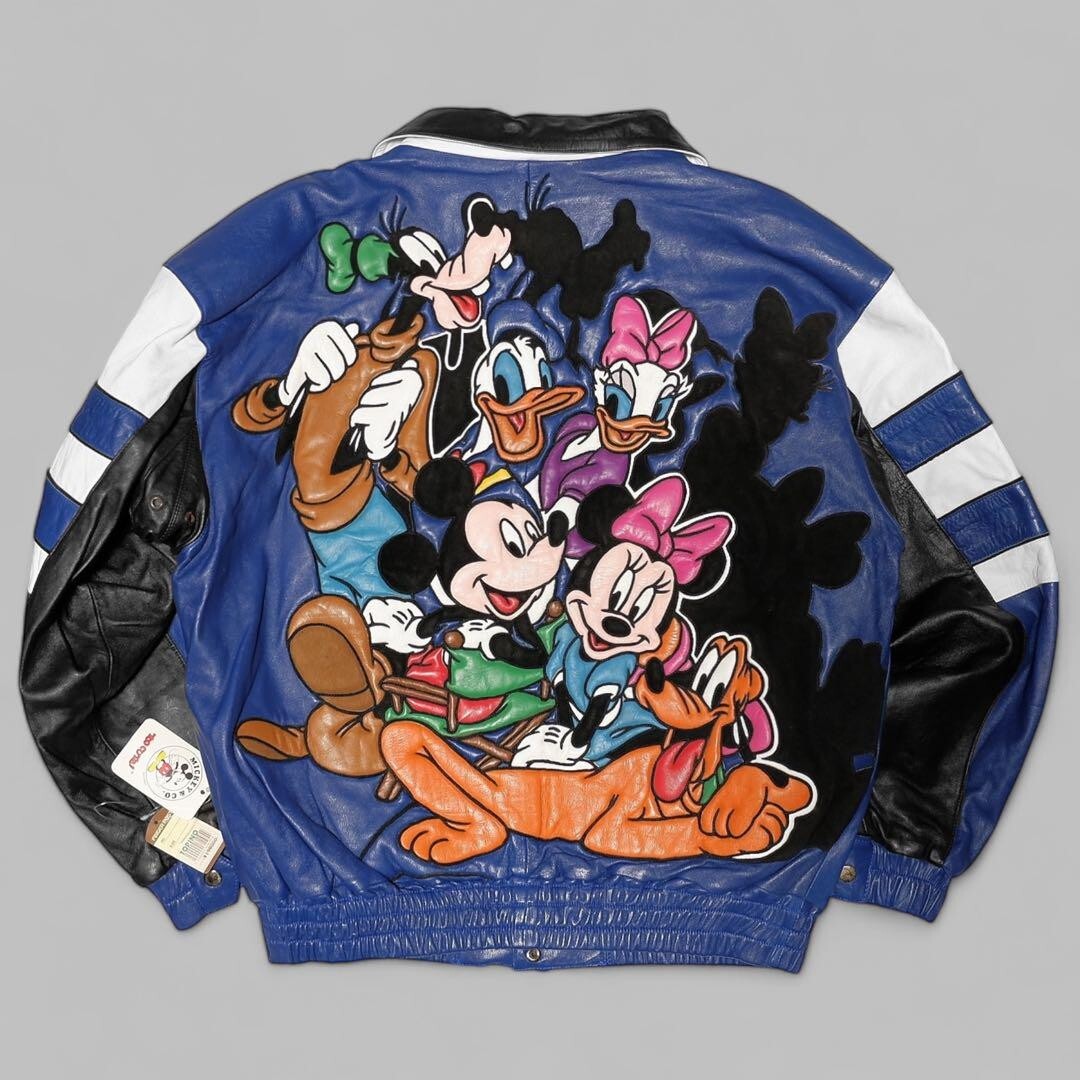 【希少】Disney VINTAGE ディズニー レザージャケット 90s VINTAGE Mickey & Co. Disney 90s Embroidered Leather Jacket
