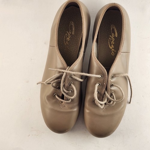 Capezio Bloch Unisex Jazz Tap Dance Shoe 7M Lace Up Tan Oxford Shoes Leather - Picture 3 of 13