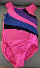 Freestyle Danskin Leotard Girls Size 10/ 12 Neon Pink Black Purple Ballet Dance
