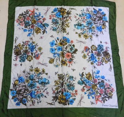Vintage Foulard 100% Pura Seta Silk Soie Multicolore 74m x 78cm Donna