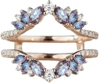 Marquise Alexandrite & Simulated Diamond Wrap Ring Enhancer 14k Rose Gold Plated
