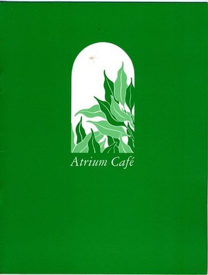 Atrium Cafe Menu Marrriott Marquis New York City 1980's