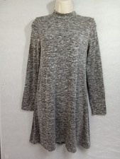 Charlotte Russe Tee Shirt Dress Gray Black Medium Long Sleeve