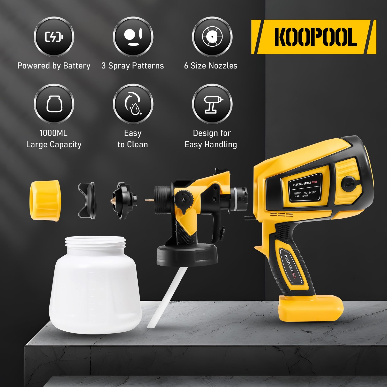 Cordless Paint Sprayer for DEWALT 20V Battery, Wireless HVLP Paint Sprayers Gun