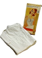 Vintage Bestform Eternal Youth Long Line Bra 42C White Lace With Box 8400C