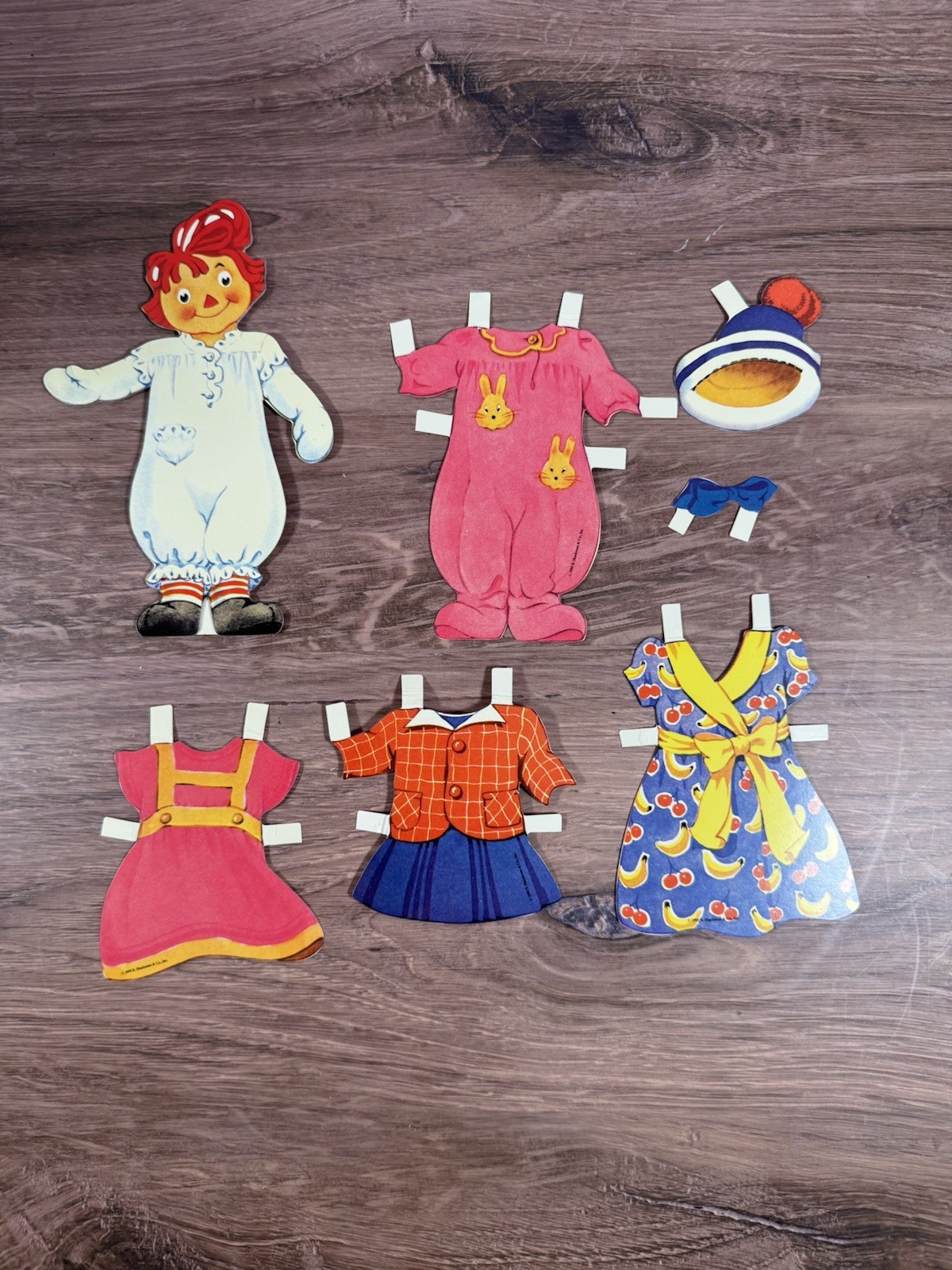 Vintage 1995 B Shackman Stand Raggedy Ann Style Paper Doll Clothes Set 4x6