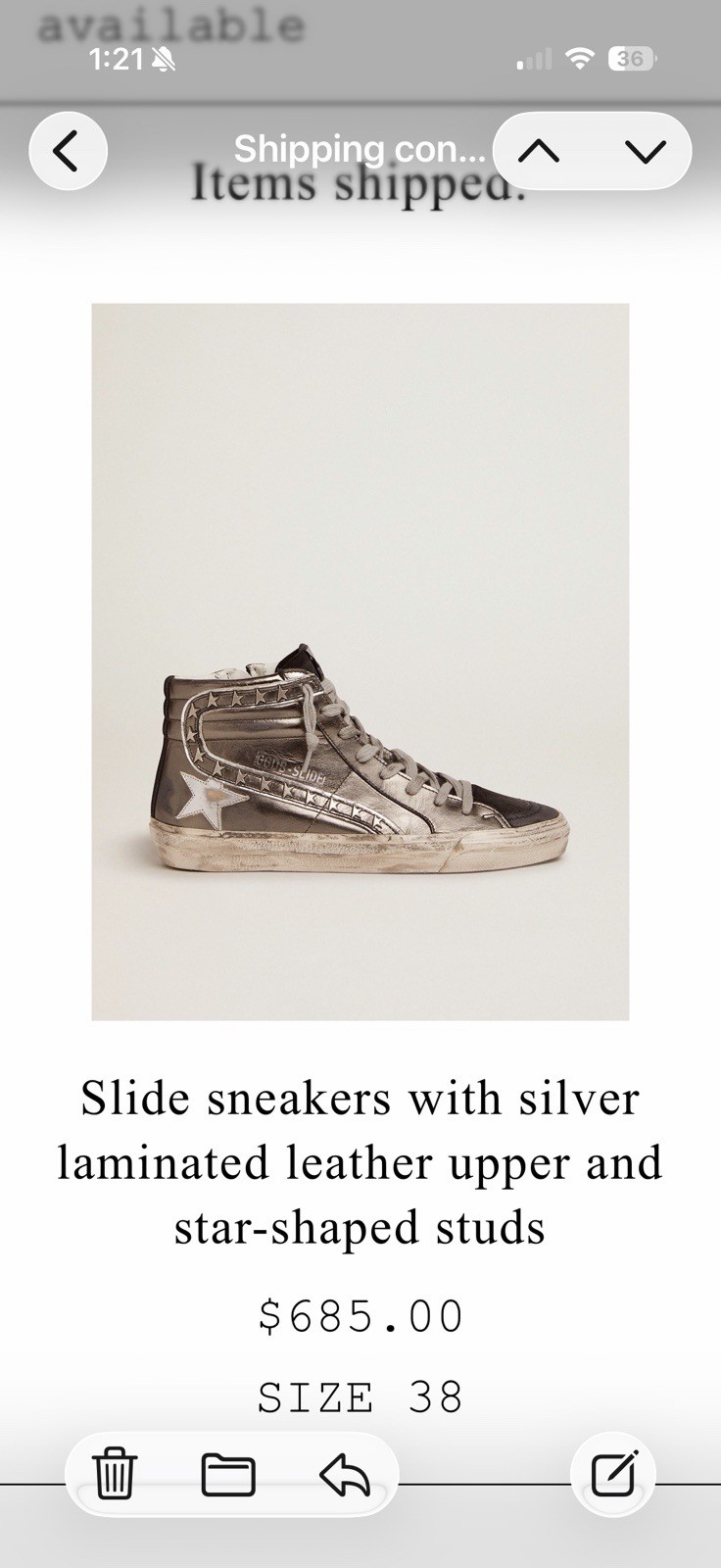 Golden Goose Slide High Top Leather Sneaker Silver Star Studs Lace Up Zip image 7