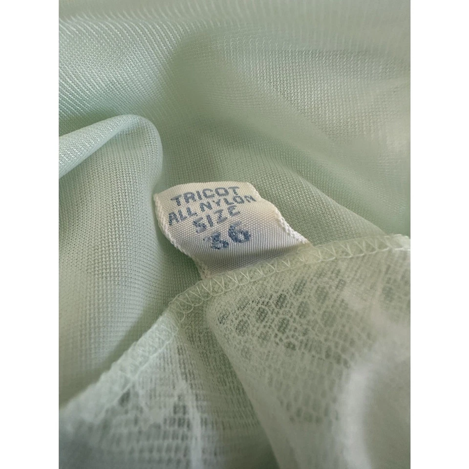 1960s Vintage Mint Green Sheer Lace Midi Nightgown Slip Dress size 36 Medium - Image 4 of 4