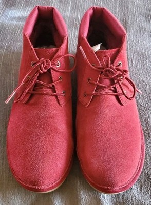 Koolaburra by UGG Red Suede Chukka Lace-Up Lined Boots Unisex Size 10 NWOT 