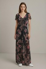 Image of AllSaints Gabby Mesh Floral Dress - Black Adena UK 12 Maxi V-Neck NEW rrp139