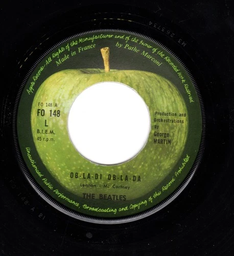 Beatles "Ob La Di Ob La Da" 1968 French Apple Records Stock Copy Single