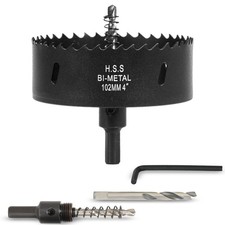 4 inch Hole Saw for Wood Metal Plastic, with Arbor 4 in Bi-Metal Hole Cutte...