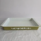 Pyrex #933 Crazy Daisy Spring Blossom Vintage Green Lasagna Casserole Pan 13x9x2