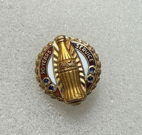 Anniversary Coca Cola Employee Pin 20 Years Rare Colors Service 10K Gold