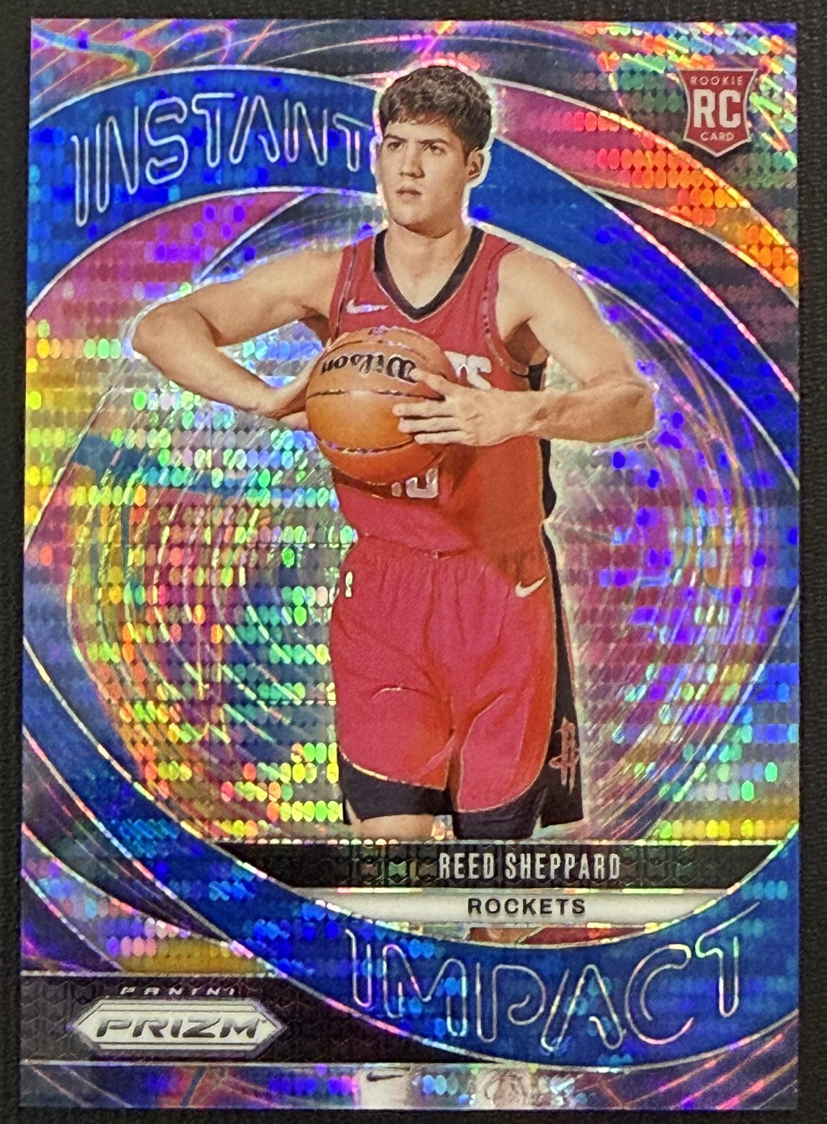 2024-25 Panini Prizm #24 Reed Sheppard Instant Impact Prizms Blue Pulsar #/99