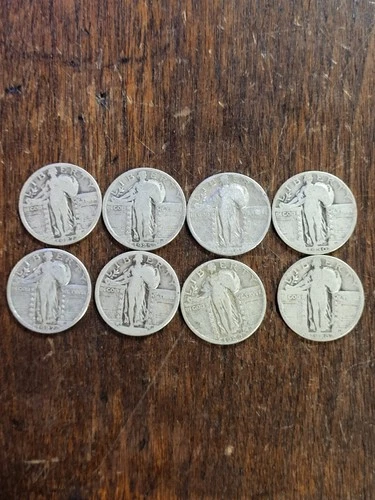 Standing Liberty Quarters $2 FV Lot Of 8-90% Silver Coins