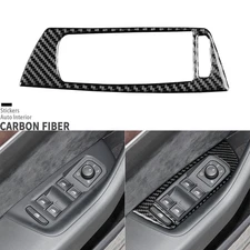 Real Carbon Fiber Driver Window Lift Switch Cover For VW Passat Magotan CC 17-24