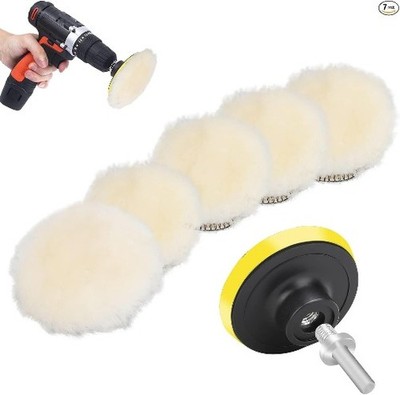 7 PCS 3 Inch Wool Polishing Buffing Pad, Polishing Buffing Wheel with Hook and L