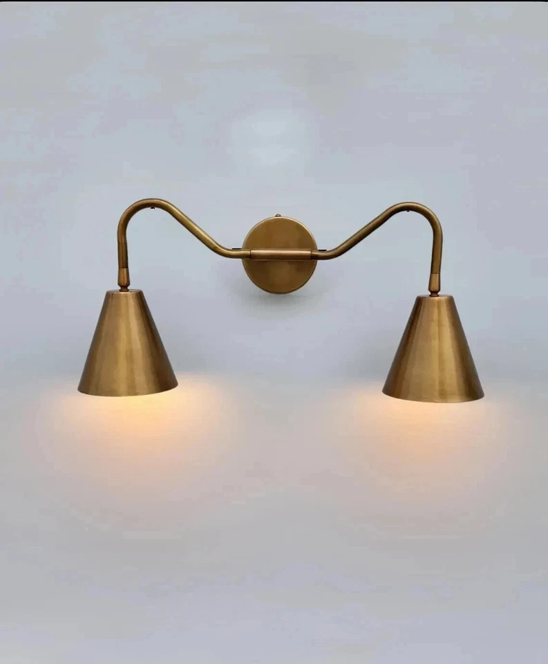 Handcrafted Double Arm Light Articulated Brass Wall Sconce Mid-Century style - Image 2 of 4