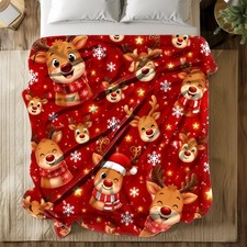 Christmas Reindeer Coral Fleece Blanket