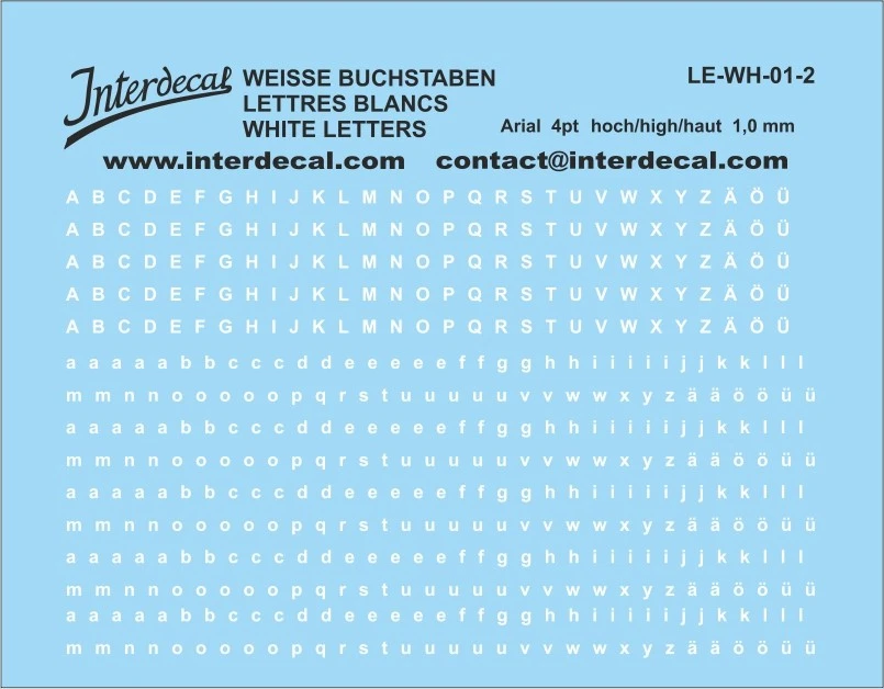 Lettre Arial 4 pt. Décalcomanies blanc 48x43mm INTERDECAL - Photo 1/1