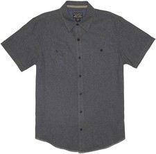 Grizzly Mountain Men's Woven Short Sleeve Shirt, Dark Heather Grey, XXL