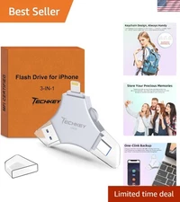 MFi Certified 128GB USB 3.0 Flash Drive - 3-in-1 Memory Solution for All Devices