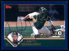 2003 Topps #191 Ramon Hernandez - On Card Autograph