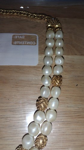 Franklin Mint 1988 Etruscan Style Gold & Baroque Pearl Double Strand Necklace - Picture 6 of 16