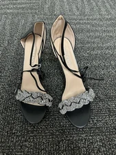 Delicacy High Heels Women’s 9 Black Rhinestone Infinity Formal 