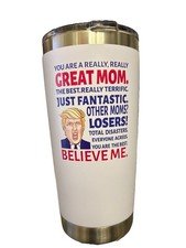 Gifts for Mom from Kids   20 Oz Stainless Steel White Tumbler for Birthdays