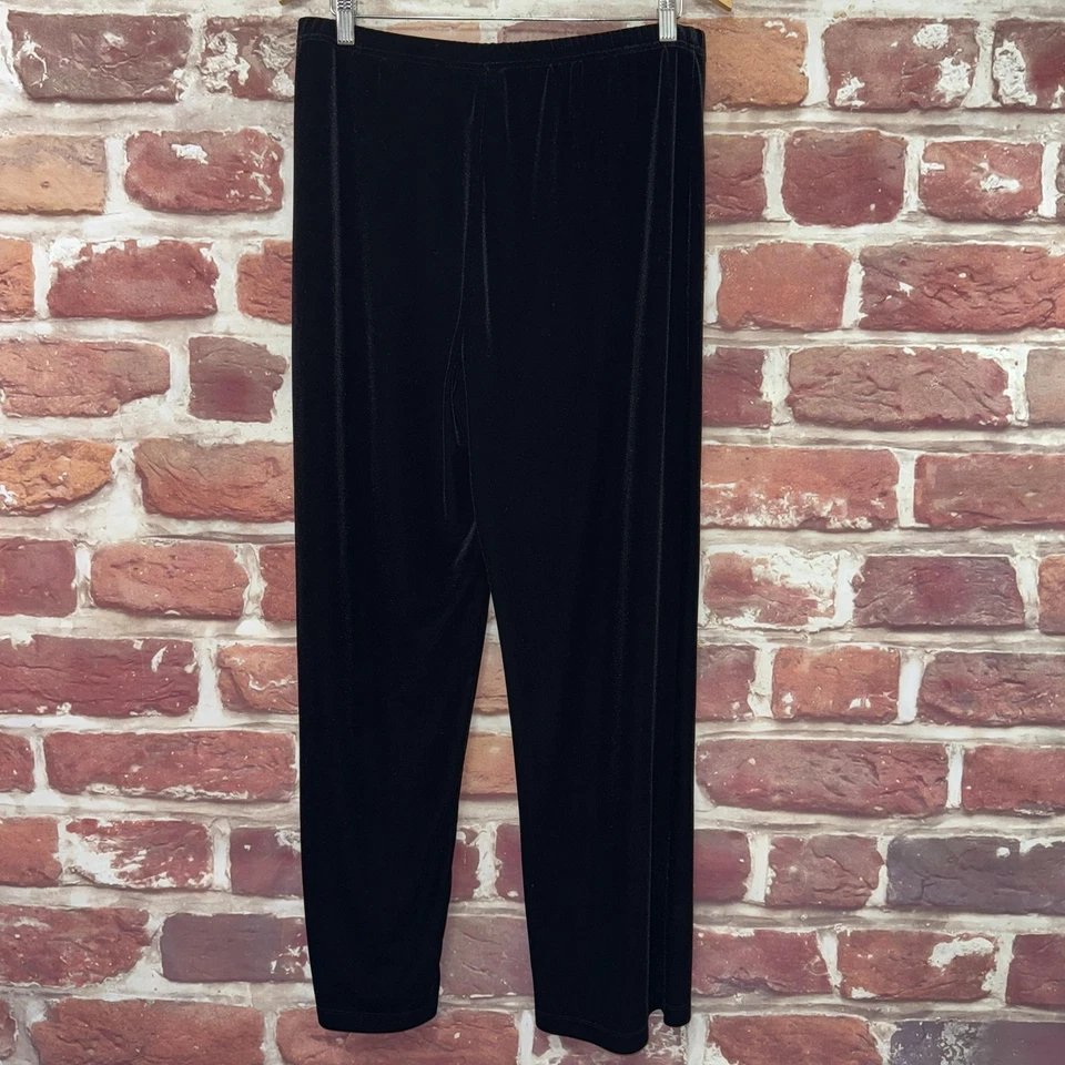 Pantalones Chico's Travelers para mujer 1R negro terciopelo tirar de pierna recta elásticos Foto 2 de 4