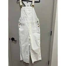 Show Me Your Mumu Denim wide leg Raw hem Overalls ,White ,Women's Size M